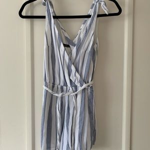Striped v-neck romper
